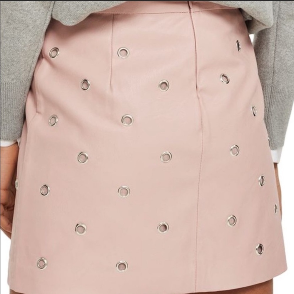 TOPSHOP Pink Leather Skirt